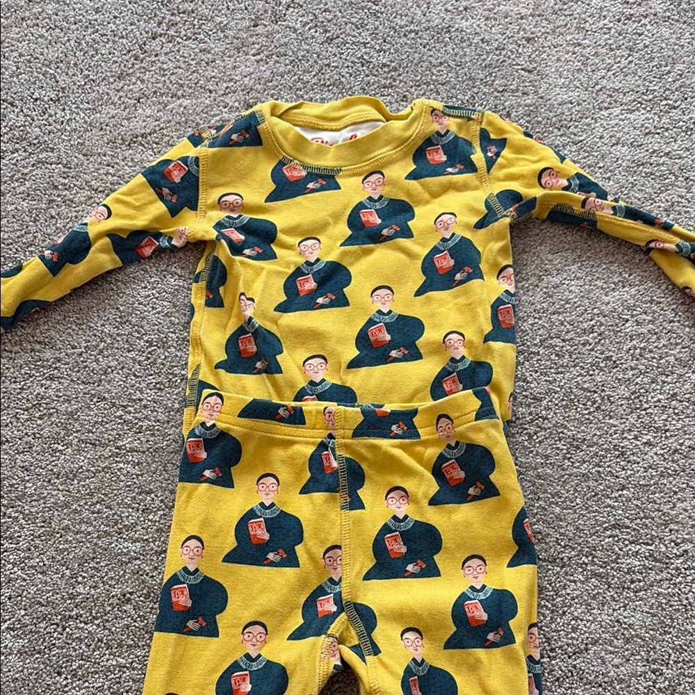 Vibrant Yellow and Green Pajama Set with Playful Design